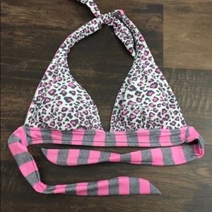 Reversible cheetah print bikini top